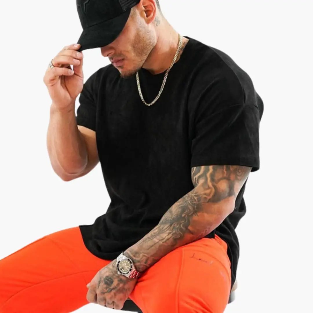 Camiseta Oversize de Hombre con Cuello Redondo y Manga Corta