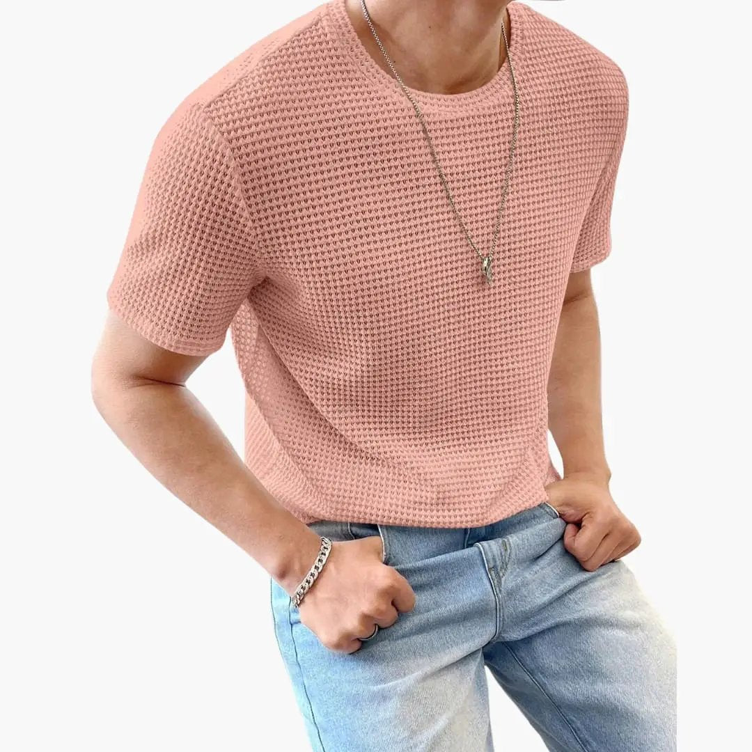 Camiseta de Hombre con Textura Estructurada y Cuello Redondo