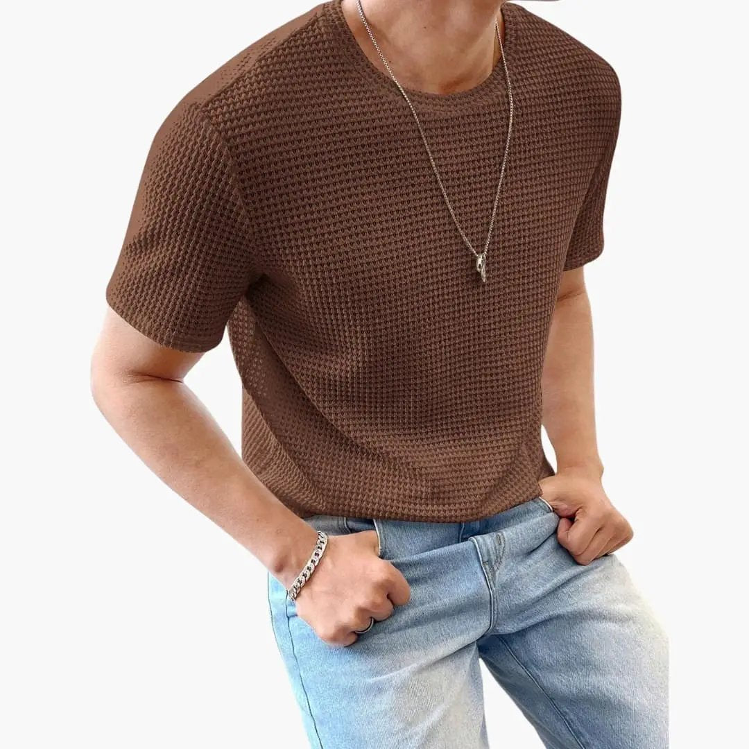 Camiseta de Hombre con Textura Estructurada y Cuello Redondo