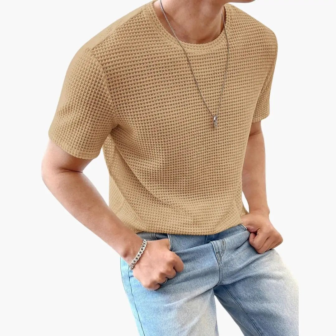 Camiseta de Hombre con Textura Estructurada y Cuello Redondo