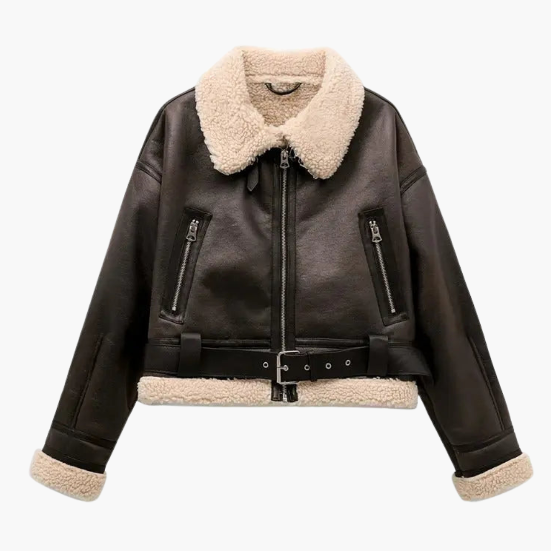 Chaqueta con Cremallera, Bajo con Cinturón y Forro Interior