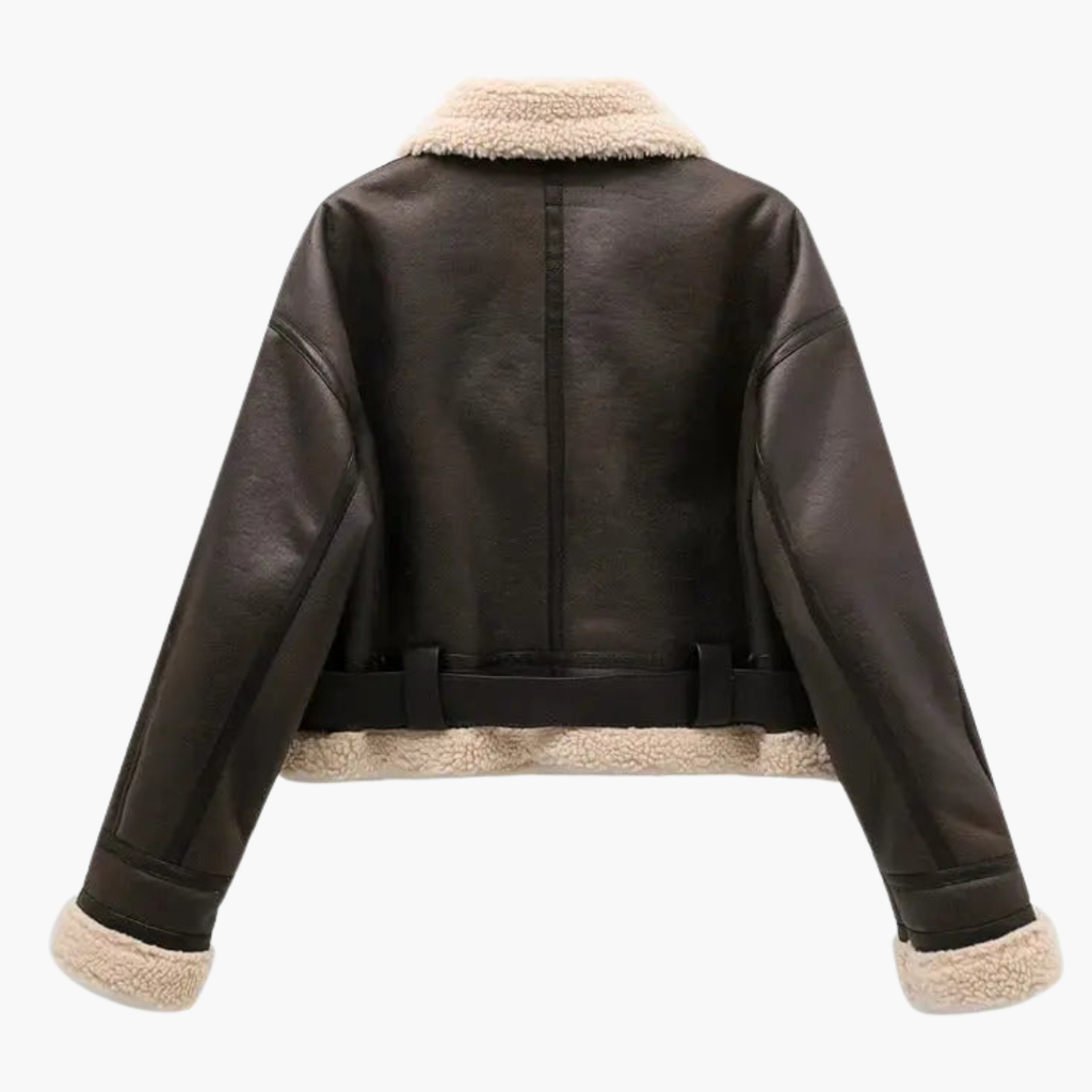 Chaqueta con Cremallera, Bajo con Cinturón y Forro Interior