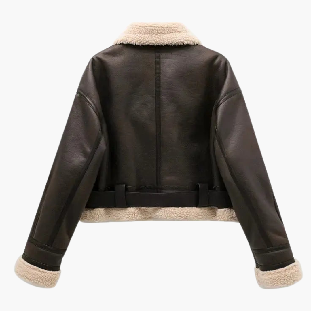 Chaqueta con Cremallera, Bajo con Cinturón y Forro Interior